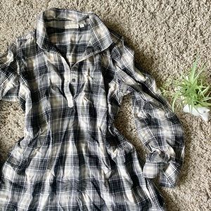 Uncommon threads plaid button up farmer collared dress western simple bl…
